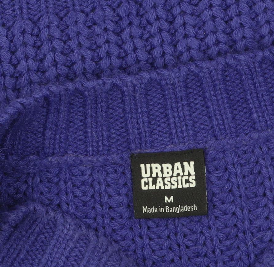 Urban Classics Women's Purple Chunky Knit Crew Neck Jumper Size M
