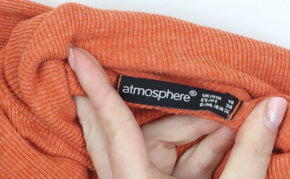Atmosphere Women's Orange Roll Neck Jersey Top Size 14