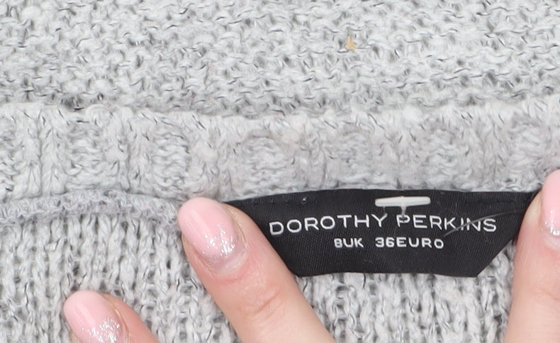 Dorothy Perkins Women’s Grey Cable-Knit Pullover Jumper Size 8