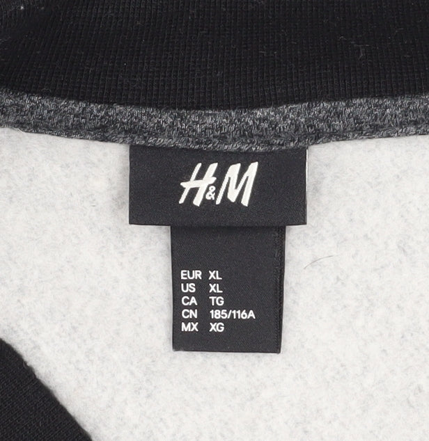 H&M Men’s Grey Black Varsity Jacket XL Cotton Blend Casual