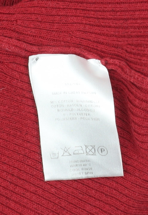 Jaeger Women Red Knit Cotton Blend Sleeveless Tank Top M