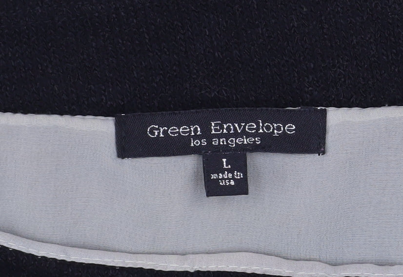 Green Envelope Women’s Black Boat Neck 3/4 Sleeve Pullover Jumper Size L