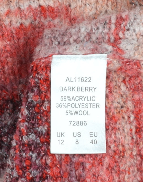 Cotton Traders Women’s Multicoloured Roll Neck Chunky Knit Jumper Size 12
