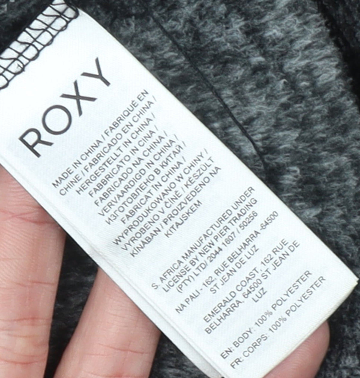 Roxy Women's Grey Full Zip Hoodie Small Polyester Hooded Sweatshirt