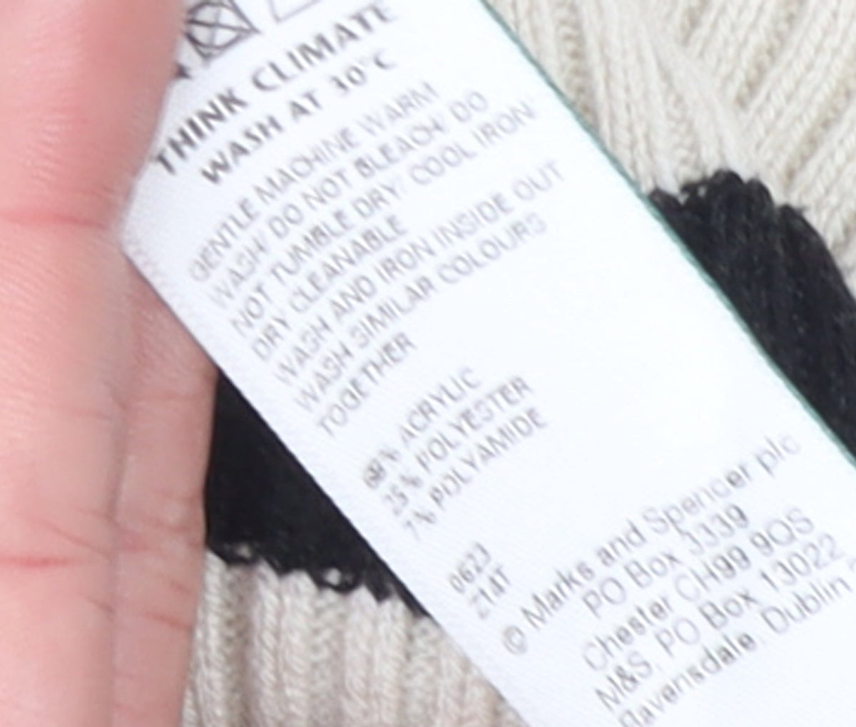Marks & Spencer Women’s Black & Beige Stripe Knit Jumper Size L