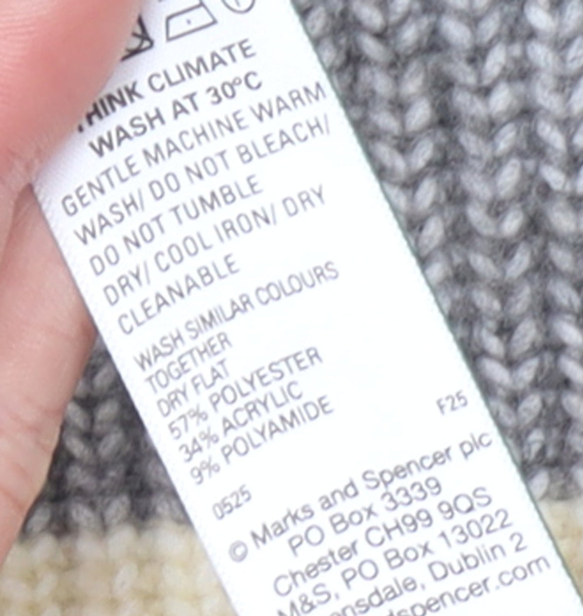 Marks & Spencer Women’s Grey Striped Chunky Knit Jumper XS