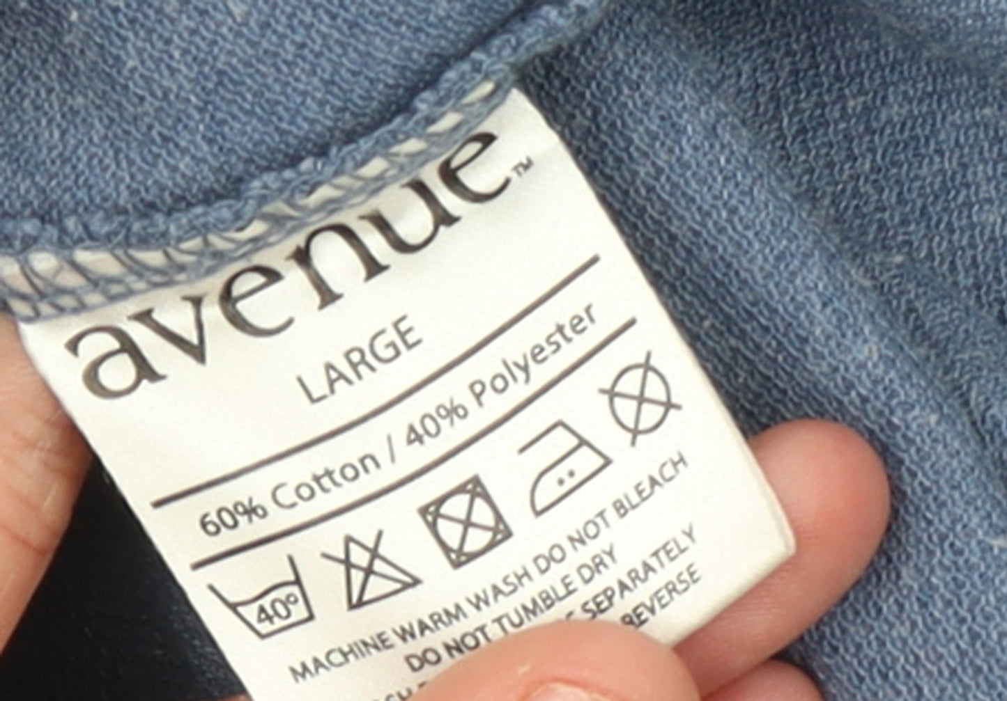 Avenue Men's Blue Long Sleeve Polo Shirt Size L Cotton Blend