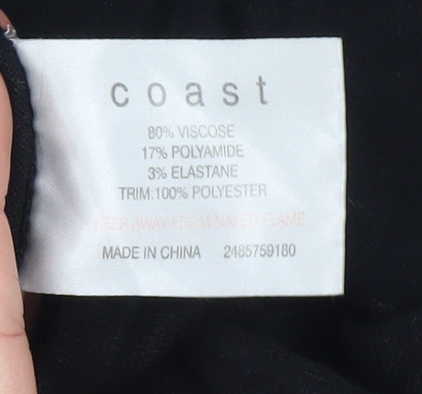 Coast Women's Black V-Neck Slim Fit 3/4 Sleeve Pullover Jumper Size 8