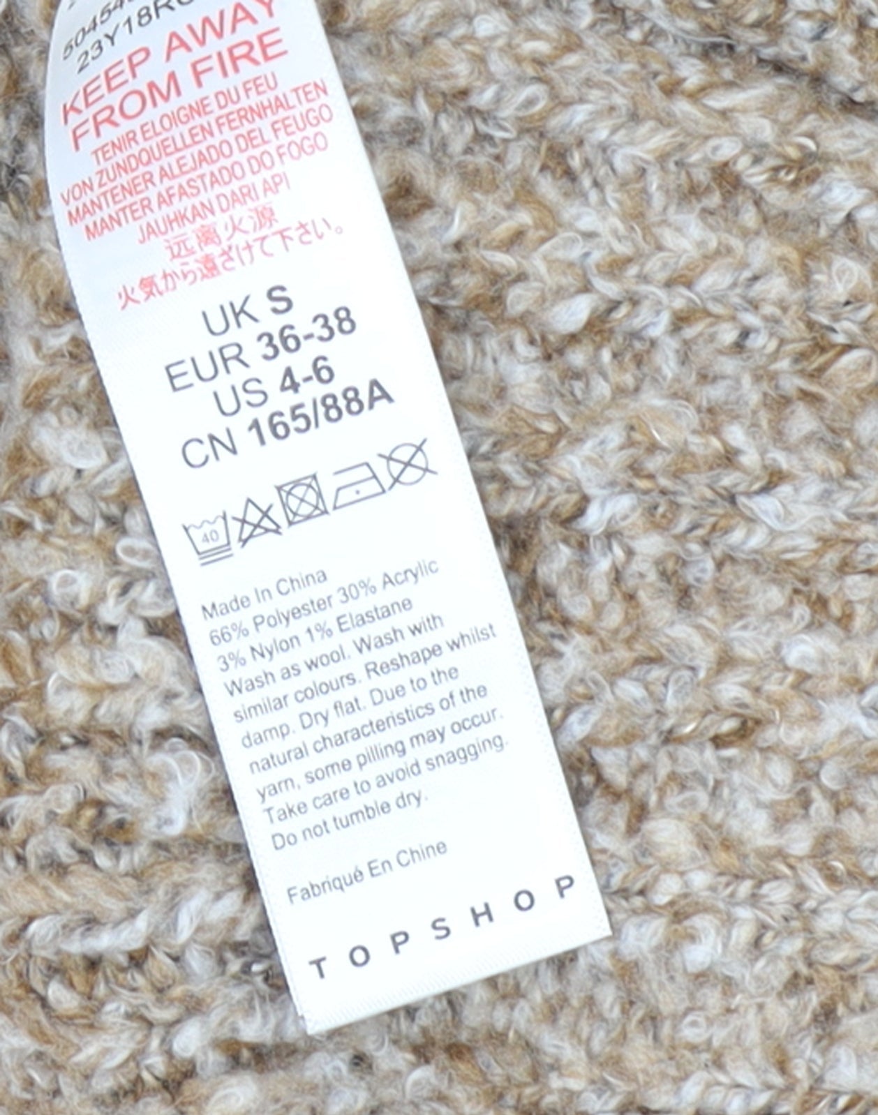 Topshop Women Beige Knit Pullover Jumper UK S Long Sleeve