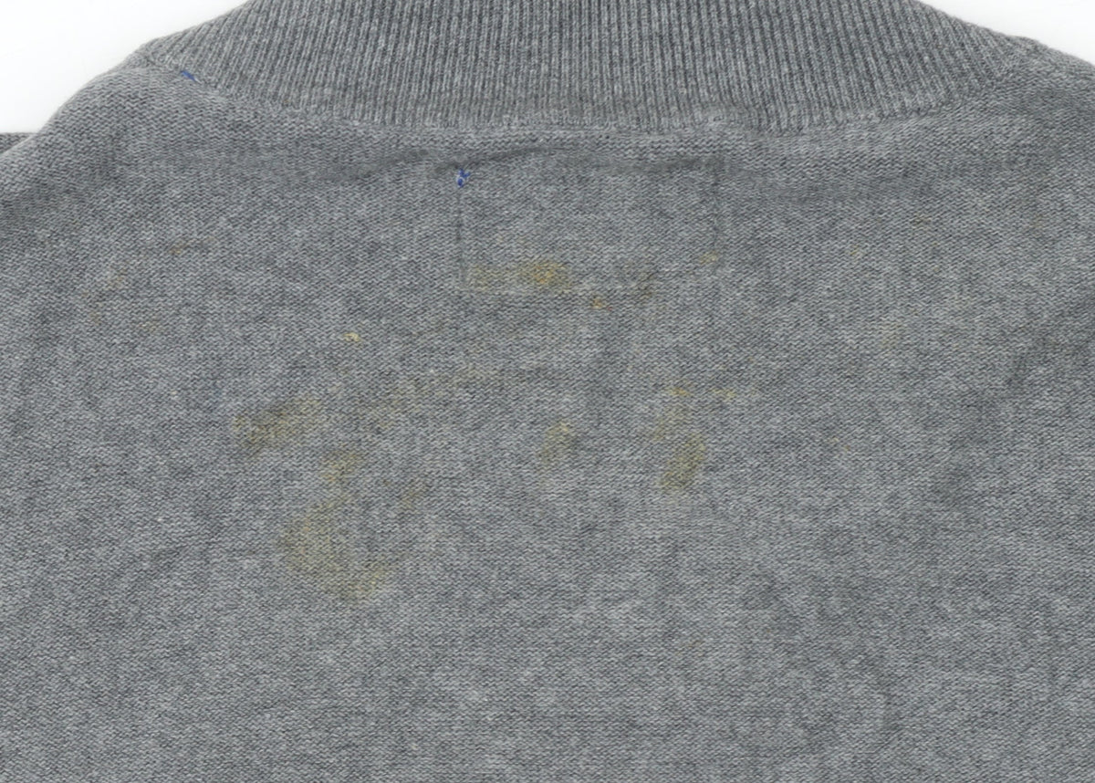 Gio Goi Men's Grey Cotton Collared Button Cardigan Size L
