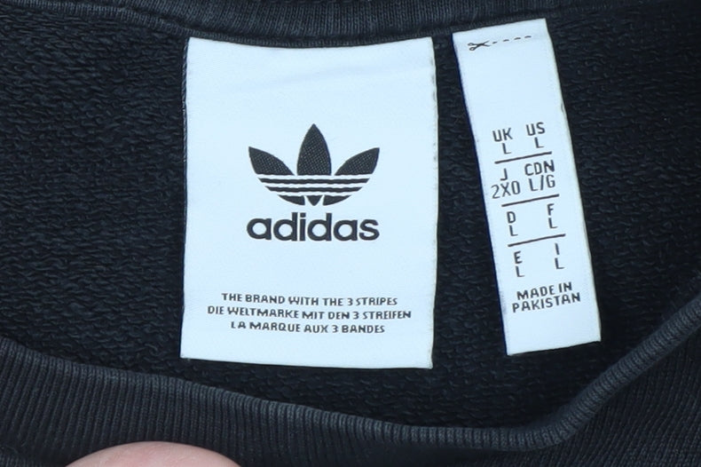 Adidas Men's Black Crew Neck Pullover Sweatshirt L Regular Fit