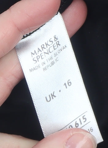 Marks & Spencer Womens Black Wrap Blouse Long Sleeve Size 16