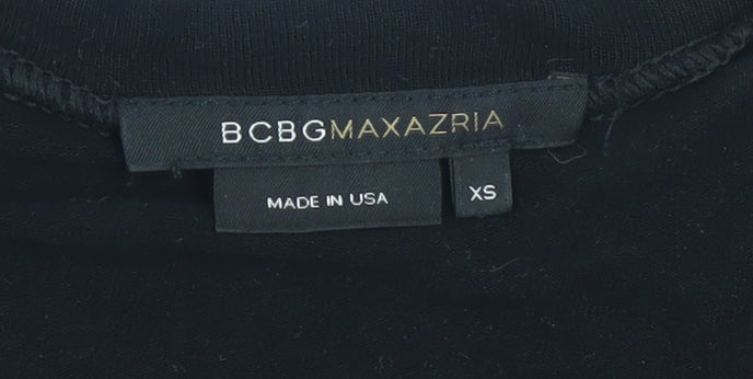 BCBGMAXAZRIA Women's Black XS Bodycon Short Sleeve Jersey Dress