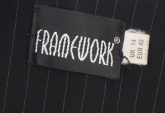FRAME-WORK Women's Black Pinstripe Blazer Jacket UK 14