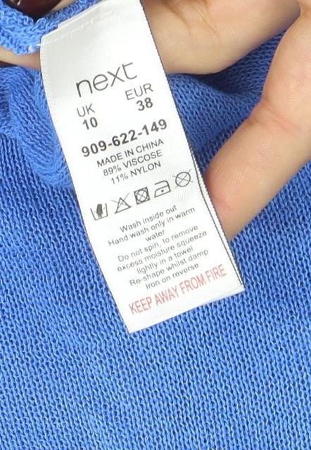 Next Women's Blue V-Neck Jewel Pullover Jumper Size 10
