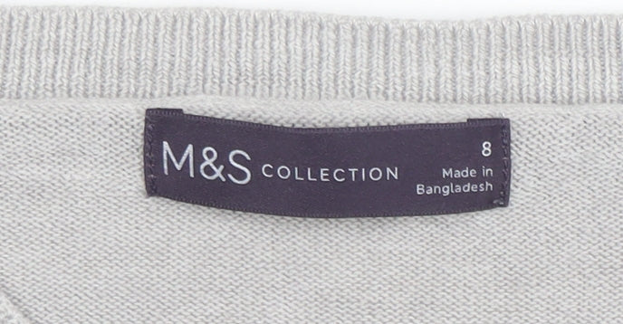 Marks & Spencer Women’s Grey Acrylic Crew Neck Jumper Size 8