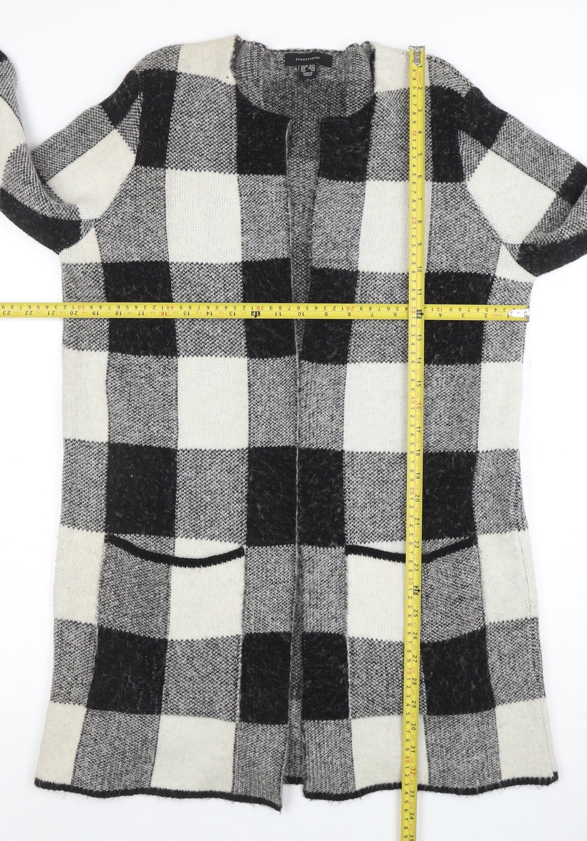 Atmosphere Women Black Check Longline Cardigan Size 10/12