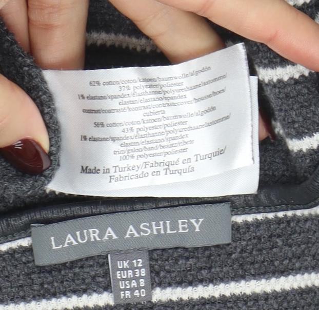 Laura Ashley Women’s Grey Striped Knit Shift Dress Size 12
