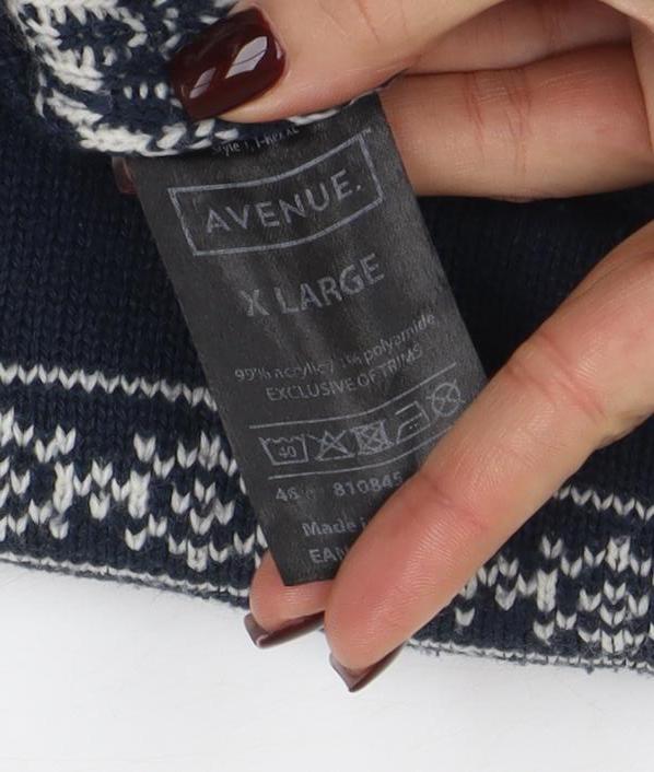 Avenue Men's Blue Christmas Dinosaur Fair Isle Jumper XL