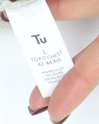 TU Men’s Grey Cable-Knit 1/4 Zip High Neck Jumper Size L