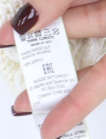 Marks & Spencer Women Ivory Roll Neck Cable-Knit Jumper M