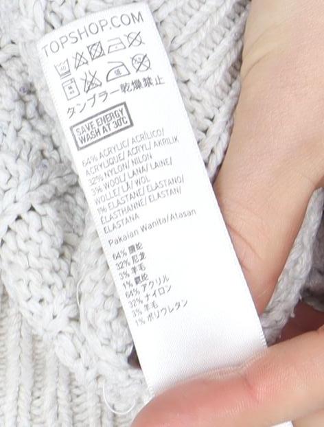 Topshop Women’s Ivory Cable-Knit Mock Neck Jumper Size 8