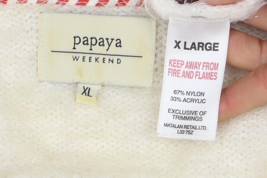 Papaya Women’s Ivory Christmas Robin Sequin Jumper XL