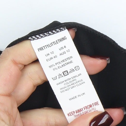 PrettyLittleThing Womens Black Belted Coatigan Size 12