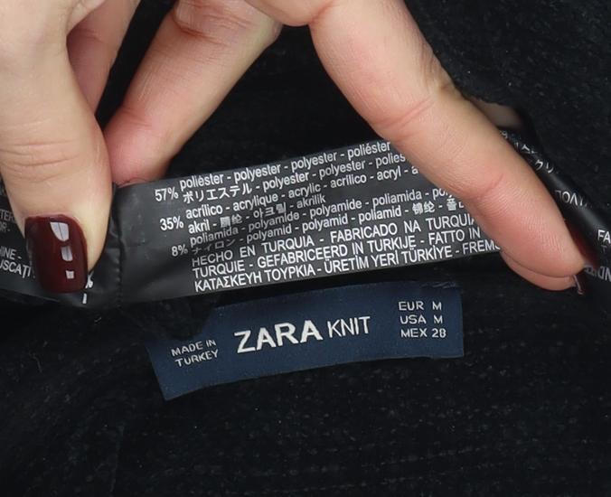Zara Knit Women's Black M Ruffle Shoulder Long Sleeve Jumper