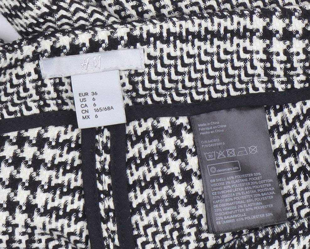H&M Womens Black Check Slim Fit Trousers Size 8