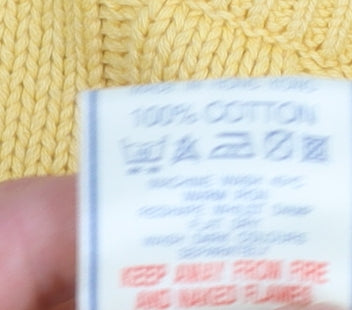 Maine New England Men's Yellow Cable-Knit Cotton Jumper Size L