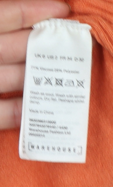 Warehouse Women’s Orange Cable Knit Pullover Jumper Size 6