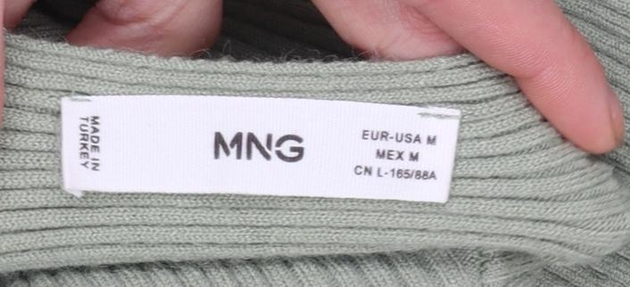 Mango Women’s Green V-Neck Twist Front Knit Cardigan Size 12