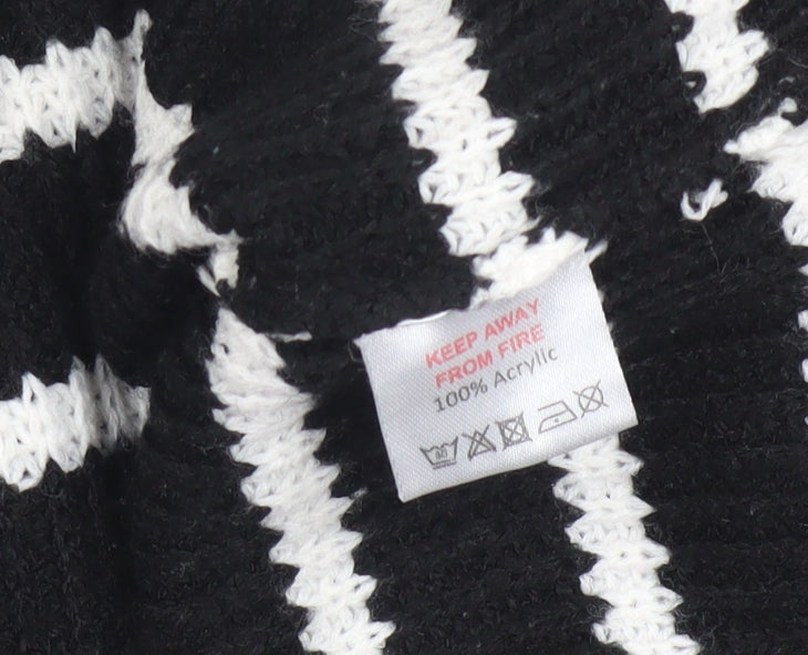 In The Style Womens Black Striped Collared Pullover Jumper Size 10/12