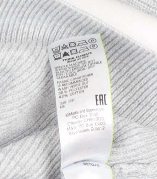 Marks & Spencer Men’s Grey XL Cotton Blend Striped Crew Neck Jumper