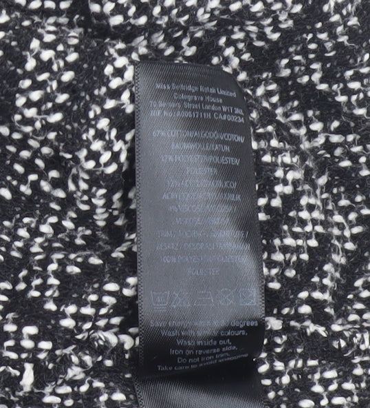 Miss Selfridge Women's Black Herringbone Shift Dress Size 8
