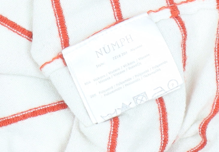 Nümph Women Ivory Red Striped Crew Neck Pullover Jumper M