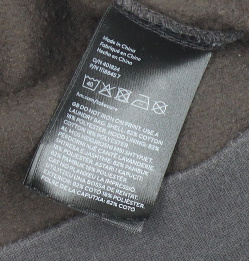 H&M Boys Black Pullover Hoodie 11-12 Years Cotton Blend Gamer Print