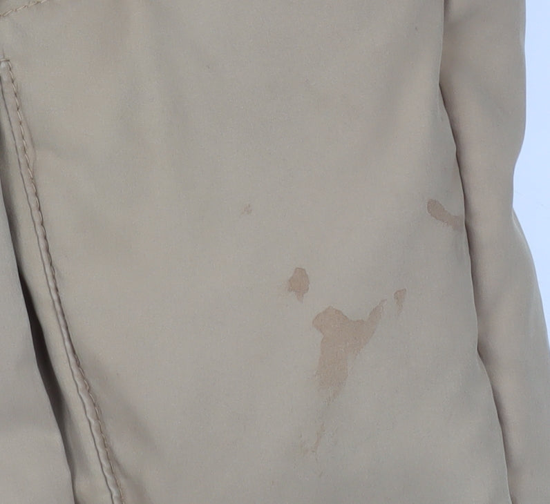 Noisy May Women’s Beige L Hooded Puffer Jacket with Zip Pockets