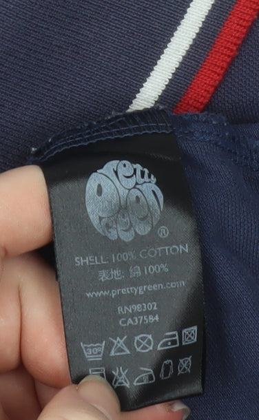 Pretty Green Men's Blue Cotton Polo Shirt Size M Short Sleeve