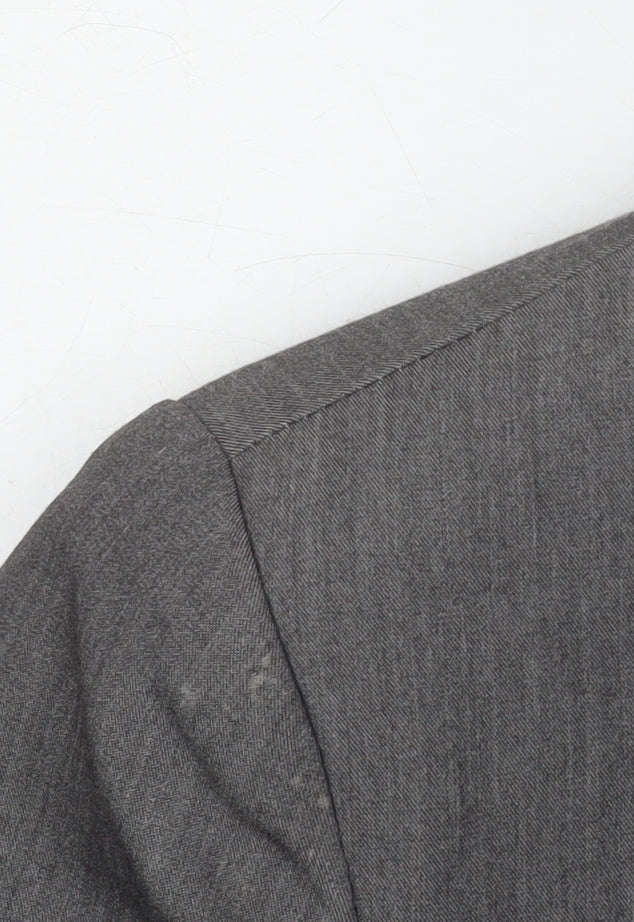 Denim Co Women Grey Double-Breasted Blazer Size 12 Regular Fit Work Jacket