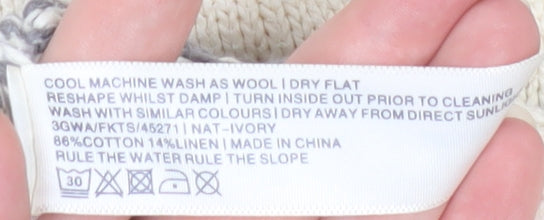 FatFace Women’s Ivory Fair Isle Cotton Knit Jumper Size 8
