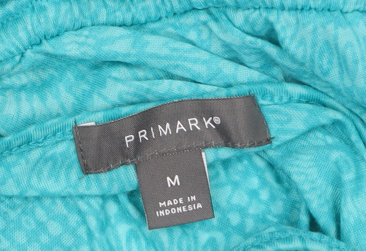 Primark Women's Blue Summer Tunic Blouse M V-Neck Tie Waist