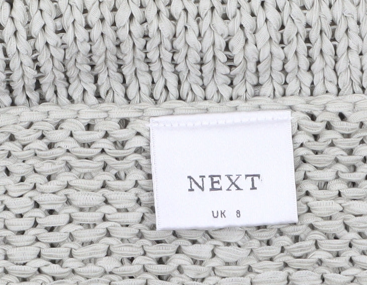 Next Women Beige Chunky Knit Crew Neck Pullover Jumper Size 8