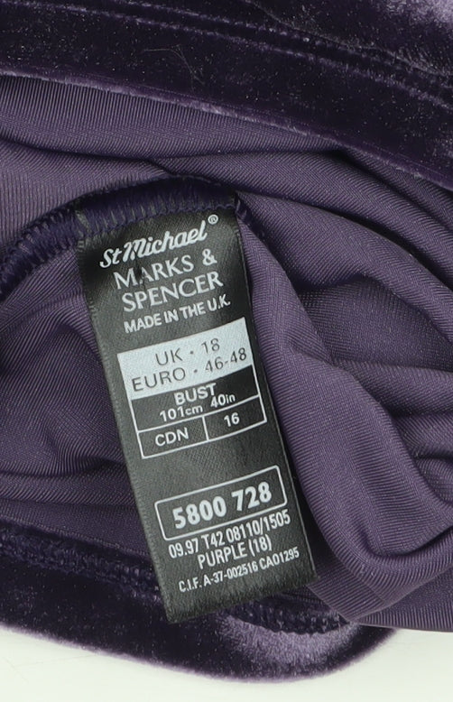 Marks and Spencer Women’s Purple Velvet Short Sleeve Top UK 18
