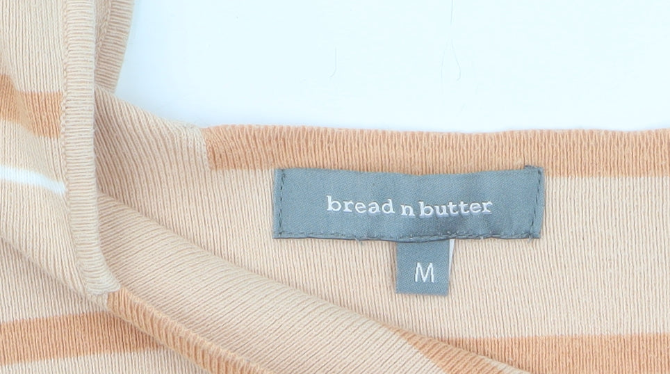 Bread n Butter Women's Beige Striped V-Neck Knit Jumper Size M