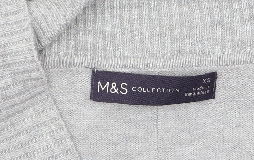 Marks & Spencer Womens Grey XS Open Front Knit Cardigan