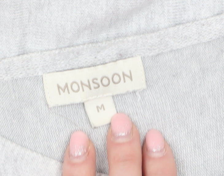 Monsoon Women’s Grey Beaded Knit Boat Neck Jumper Size M