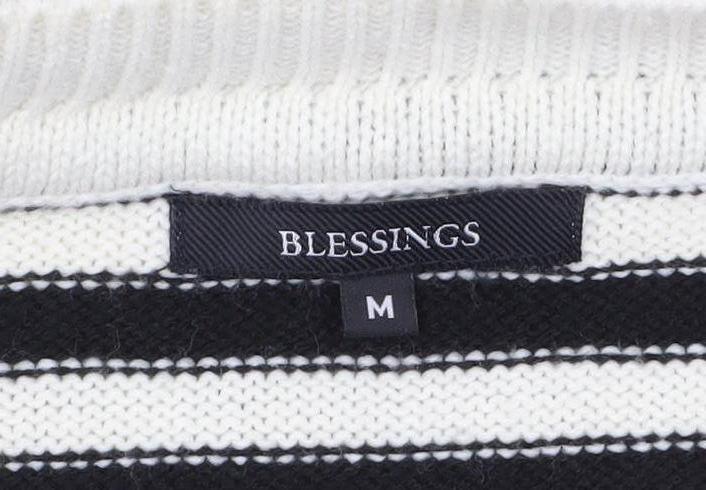 Blessings Women's Black Striped Knit Tunic Jumper M