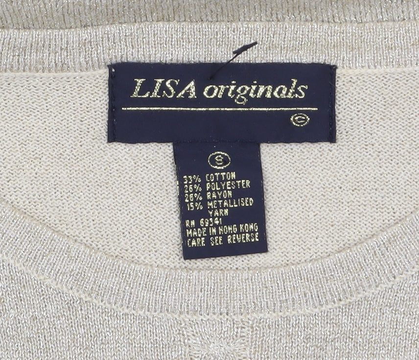 Lisa Originals Women’s Beige Knit Pullover Jumper Size S Long Sleeve